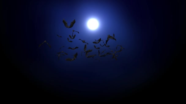 Фестиваль ніч Хеллоуїна Кажани Літаюча група або зграя кажанів літаючий Перехід 4K цикл анімації — стокове відео