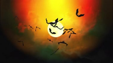 Yeşil ekranda Uçan Yarasalar animasyonu. uçan yarasalar Siyah Alfa Matte ile Animasyon.