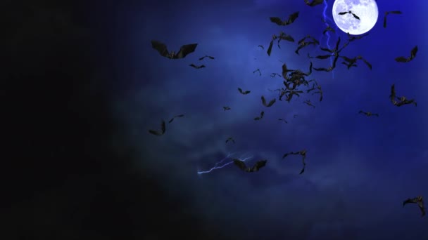 Flygande fladdermöss Animation med svart grön skärm Loop Halloween fladdermöss Bakgrund. — Stockvideo