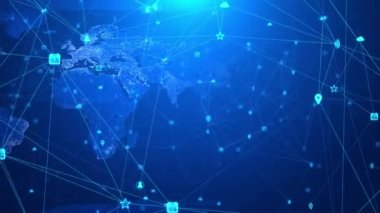 3D Ağ bağlantısı yapısının yüksek teknoloji animasyonu. dijital veri satırları Arkaplan.