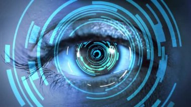 Modern oyun arkaplan tasarımının 4k döngüsü Futuristik HUD, UX, GUI arayüz ekran animasyonu.