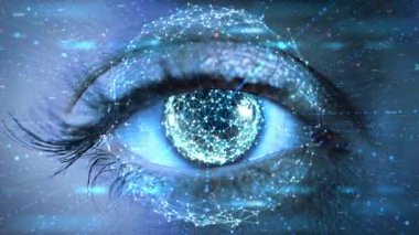 4k Döngü Animasyon Fütürist Vizyon Sanal Gerçeklik ve Siber Teknoloji Konsepti.