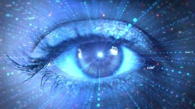 4k HUD Göz Dijital Teknoloji bilgi çemberleri görüntüleme ve arka planı imzalar.