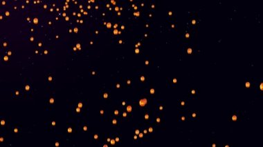 Gökyüzünde yüzen kağıt fenerler bulanık arka planda gerçekçi aydınlatılmış petrol lambaları.