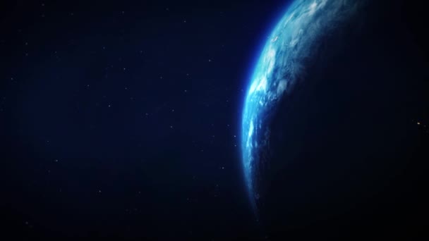 Zoom arrière digital Regard à travers les nuages pour voir la planète Terre depuis l'espace Animation. — Video