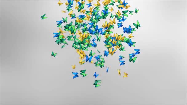 4K Loop Butterfly Swarm Dance, Slow motion flying, macro view on black background — Stock Video