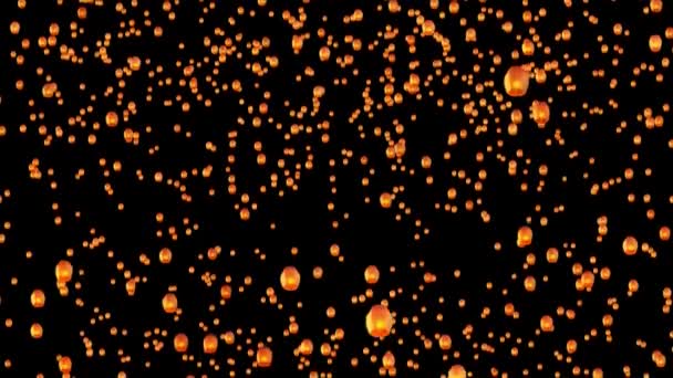 4K Antecedentes de miles de linternas de papel de cielo brillante se liberan en el cielo nocturno estrellado en el festival de linternas. — Vídeos de Stock