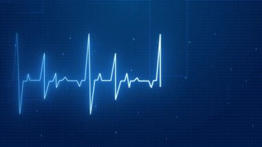 4k animasyon sağlık teknolojisi arka planda parlayan sinüs kalp atımı sinyali