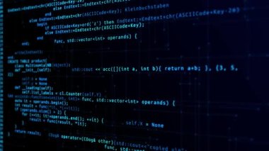 Bilgisayar ekranında soyut teknoloji arkaplan taraması html kodu.