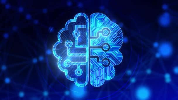 Sistema robótico digital 4K Loop Inteligencia artificial Cerebro AI Animación. — Vídeo de stock