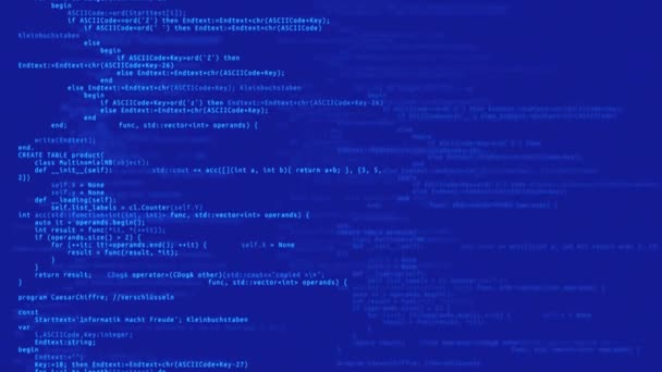 3D Loop Hacking código flujo de datos flujo Pantalla de ordenador Animación. — Vídeo de stock