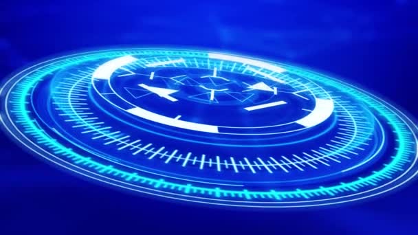 4K Futuristic Screen Button and Activates Futuristic Artificial Intelligence engine HUD circle interfaces. — Stock Video