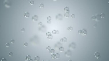 Su kabarcıkları karbondioksiti doldurdu ve yukarı doğru yüzdü. 4K 3D Yeşil Ekran Döngüsü Canlandırması.