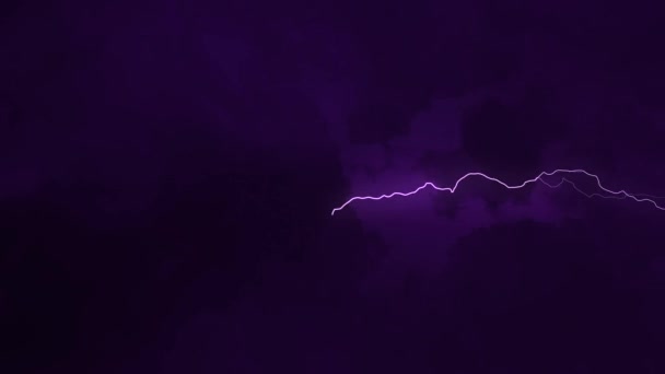 3D Background loop of Spectacular thunderstorm lightning strikes dark night Epic thunderstorm moving — Stock Video