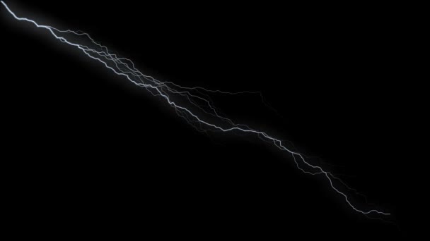 3 차원 루프 4K 애니메이션의 번개가 검은 배경 위를 강타 한다. 전기 폭풍. 번개가 치다 — 비디오