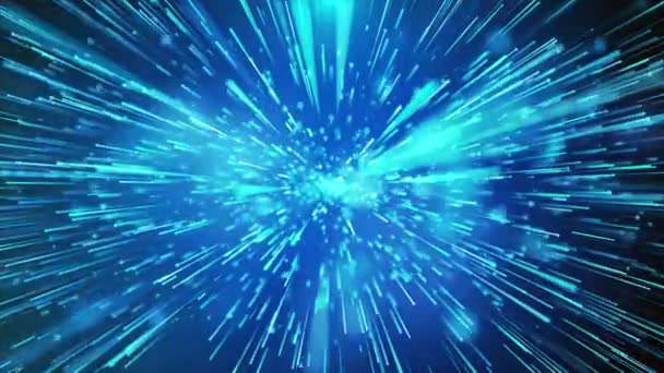 Blue neon Data flow Zoom in to Technology Seamless loop background — Stock Video