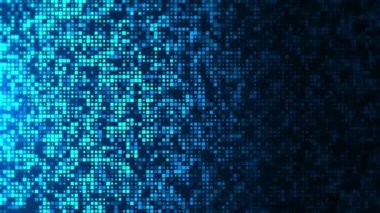 Büyük veri soyut arkaplanı. Pikseller ve çizgiler arka planda akıyor. döngü