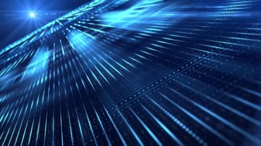 4K Dijital parlayan neon çizgileri dönüşüm ikili kod programlama döngüsü arkaplanı.