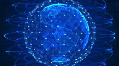 3d 4K Global Ağ 5g yüksek hızlı internet bağlantısı ve büyük veri analiz arkaplanı.