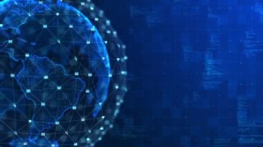 5G ve AI teknolojisi, Global Earth iletişim ağı konsepti 4K Arka plan.