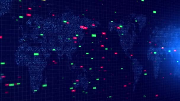 3D围绕地球自转的数字大数据地球二进制代码. — 图库视频影像