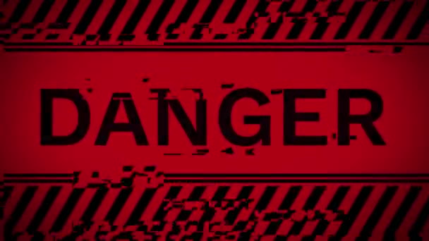 Veszély Figyelmeztetés Vörös figyelmeztető üzenet szöveg a képernyőn Hurok Animáció. — Stock videók