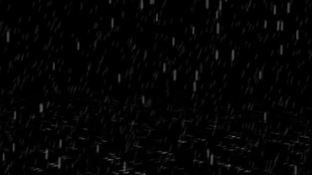 Silný déšť, dešťové kapky padající déšť izolované na tmavém 4K smyčka pozadí. — Stock video