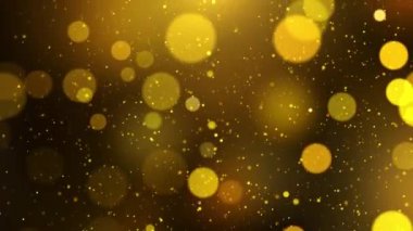 3d Animasyon Parçacıkları altın bokeh sim ödülleri toz soyut döngü arka planı.