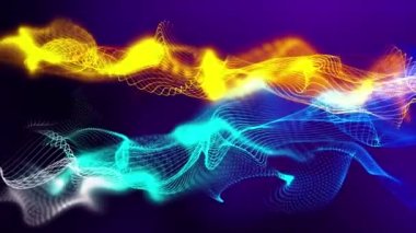 Fantasy blue Dancing Partiticle Waves dans partikül dalgaları siyah arkaplan dalgaları.