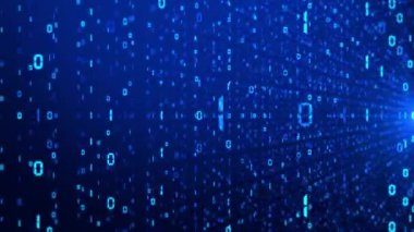 Gelecekçi siber uzay Soyut mavi kod parçacıkları döngüsü arkaplanı.