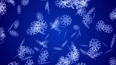Kar tanesi, kar, şenlik, kar taneleri. Uçan kar mavisi arka plan.