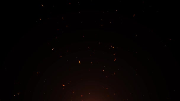 熱い炎を燃やす粒子火は暗いループの背景に火花を放つ. — ストック動画
