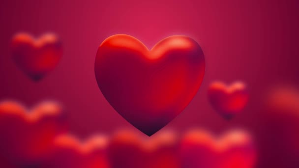 День Святого Валентина Розовые Красные Анимационные Сердца Приветствие любви сердца Бесшовный цикл. — стоковое видео