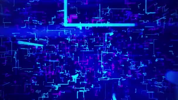 Digital Cyberspace with Particles and Digital Data Network Connections blockchain links Loop Background. — Stock Video