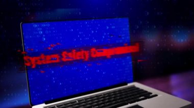 Sistem Uyarı Virüsü imzası Dijital Gürültü Arızası Efekt Ekran Arkaplanı. Kötü amaçlı yazılım tespit edildi,