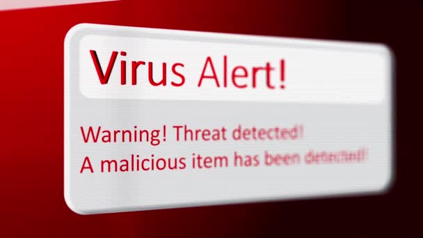 Signal d'alerte de virus de défaillance du système 4K avec code binaire numérique fond de boucle 3d. — Video