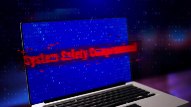 Systeemwaarschuwing Virus teken Digital Noise Glitch Effect Screen Achtergrond. Malware ontdekt, — Stockvideo