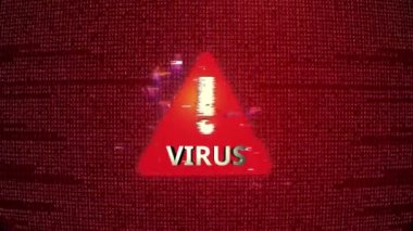 Virüs Uyarı Hatası Tehlike Dijital Gürültü Bağlantı Ekran Döngüsü Arkaplanı Efekti.