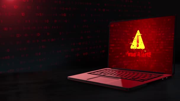 Hacker attack computer screen with programming code and an alert message Loop Background. — Stock Video