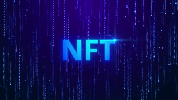 Non-Fungible Token text NFT technology is a new system in the developing world. — ストック動画