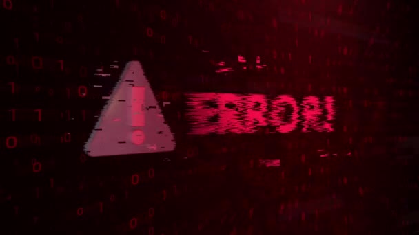 Technologie Binary Code Hacking Alert, Cyber Crime Attack Loop Hintergrund. Cyber-Angriff, — Stockvideo