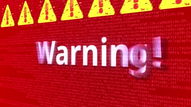 Warning Message found text on screen Loop Animation, αδύναμος κωδικός πρόσβασης και ασφάλεια — Αρχείο Βίντεο