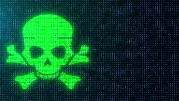 Sistema Hacking dispositivo rilevato infettato da virus sullo schermo del computer Animazione. — Video Stock