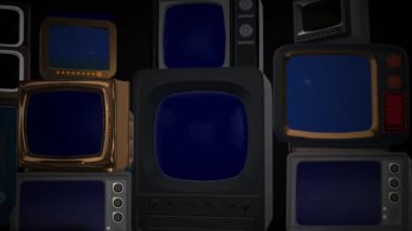 4K Vintage Televisions Retro Vintage TV Yeşil Ekran Döngüsü Animasyon Arkaplanı.