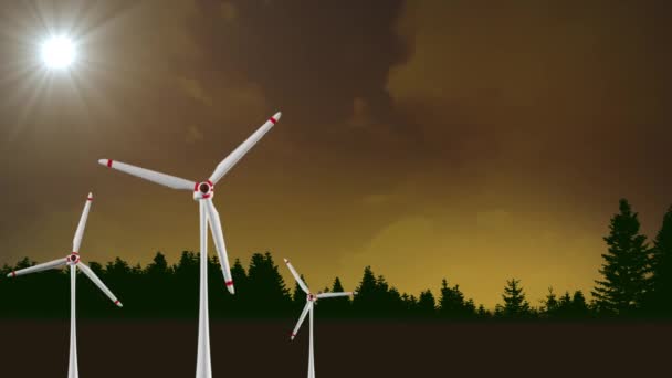 Wind turbines with the green screen background, green screen energy wind mill energ — Stock Video