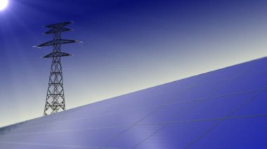 Alternatif Temiz Güneş Enerji Santralleri Döngüsü Canlandırma Arkaplanı.