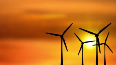 Temiz elektrik enerjisi Güneş ve Rüzgar Enerjisi Üretim Ekonomik Gelişim Döngüsü Animasyon Arkaplanı.