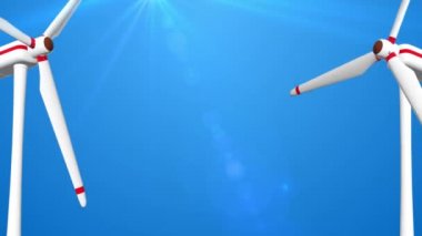 Çevre yeşil enerji kavramı Döngü Animasyonu Yeşil güç rüzgar türbinleri ve güneş panelleri tarafından üretiliyor.