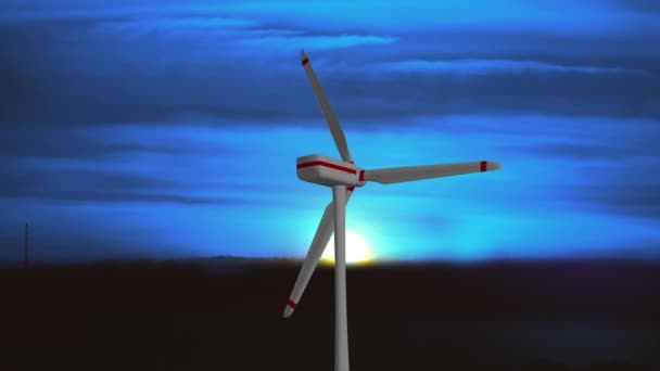 4K-Schleifenhintergrund der Windpark-Technologie Hologramm-Konzept für grüne Energie, — Stockvideo