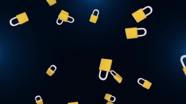 3d 패들 락 백 그라운드 회전 회전 자물쇠 애니메이션. 문잠가. 보안, 안전, 사생활 보호 개념 — 비디오